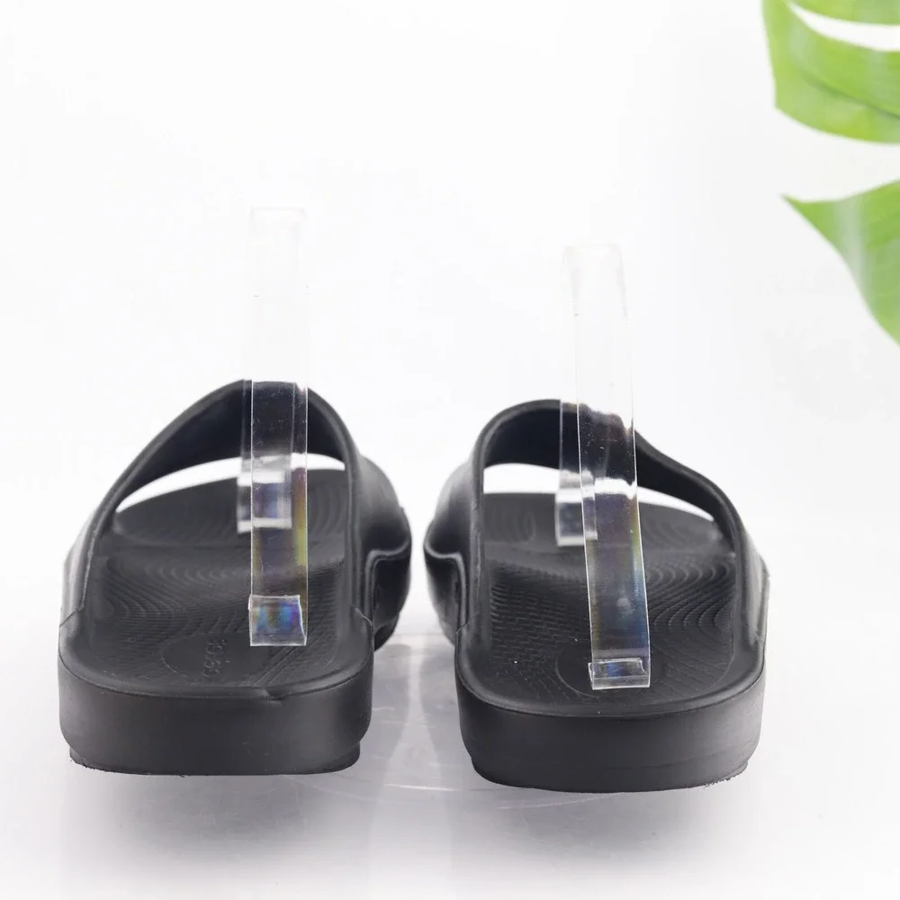 OOFOS Mens OOahh Slide Sandals Shoes Size 9 Black Recovery Comfort Cushioned